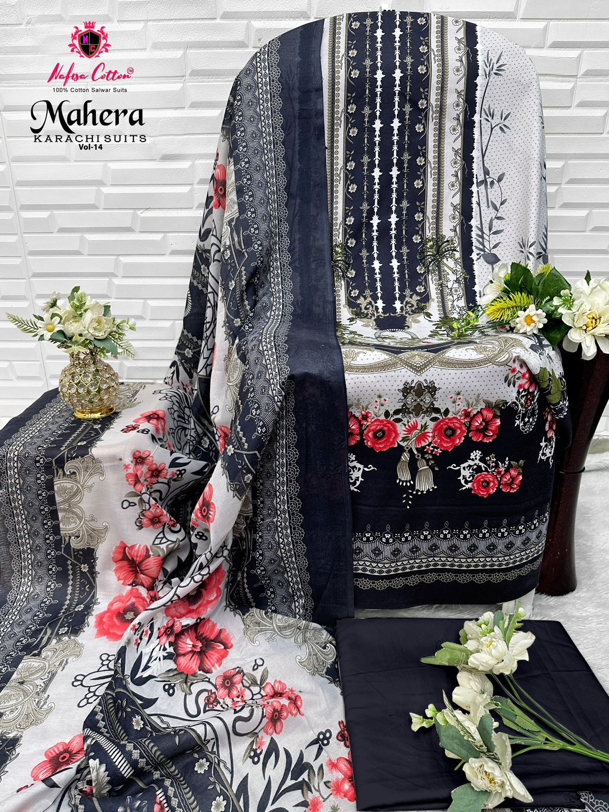 Mahera Vol 14 Nafisa Cotton Mix Cotton Open Pic Karachi Salwar Suits Wholesaler Gujarat