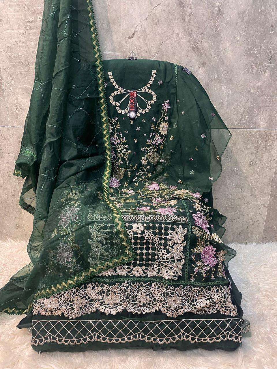 Or 65 Hoor Tex Organza Pakistani Salwar Suits Wholesale Rate