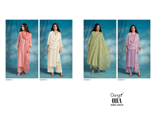 Ora-2589 Ganga Cotton Linen Plazzo Style Suits