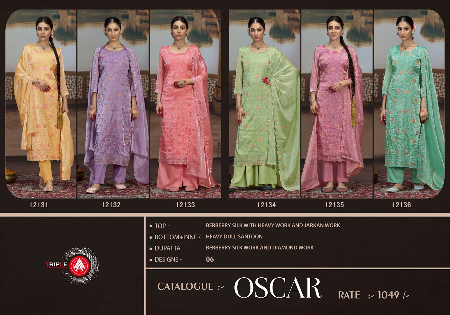 Oscar Triple Aaa Berberry Silk Pant Style Suits Exporter Gujarat