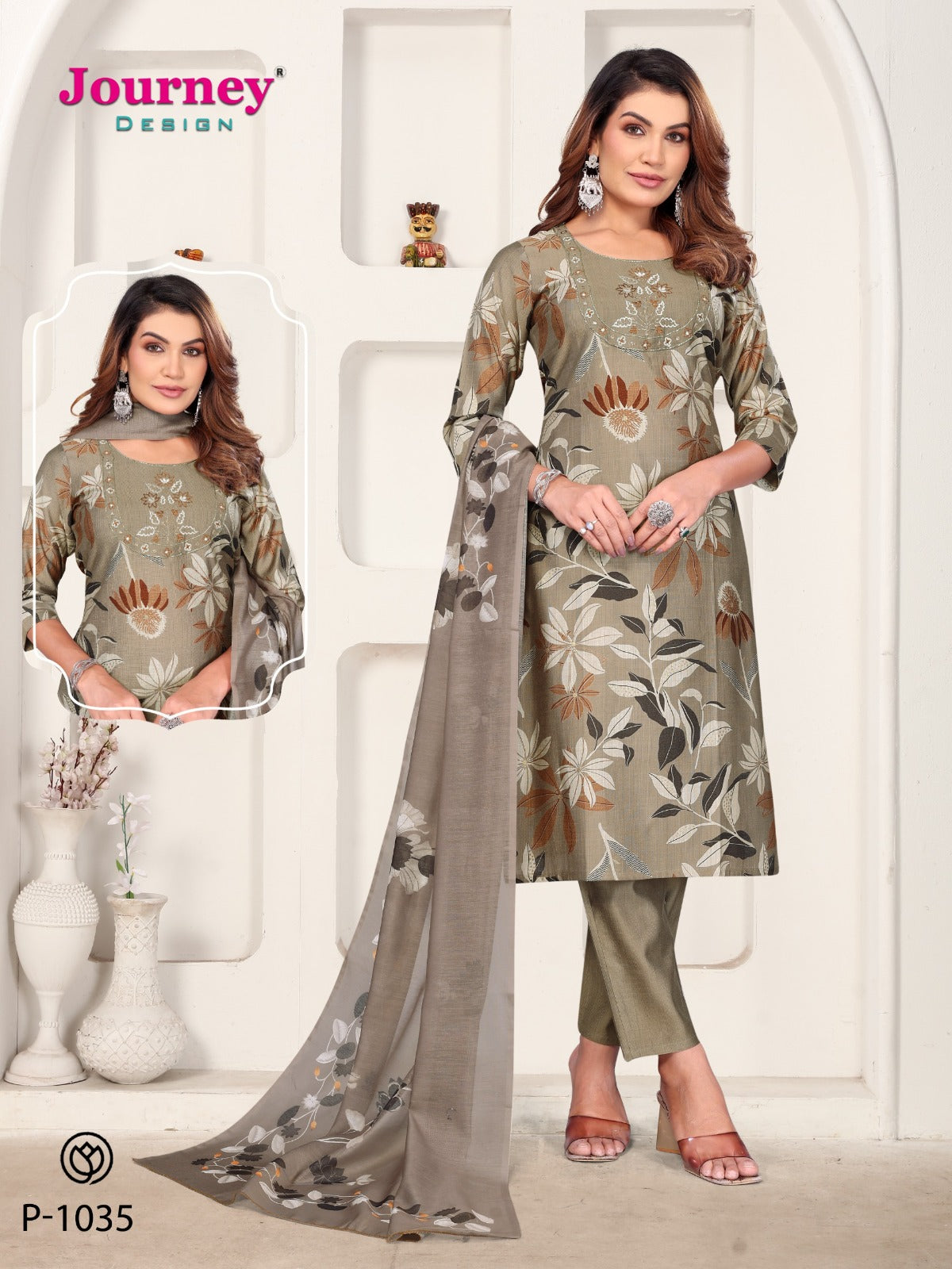 P 1034-1035 Journey Design Vetican Readymade Pant Style Suits Wholesaler Ahmedabad