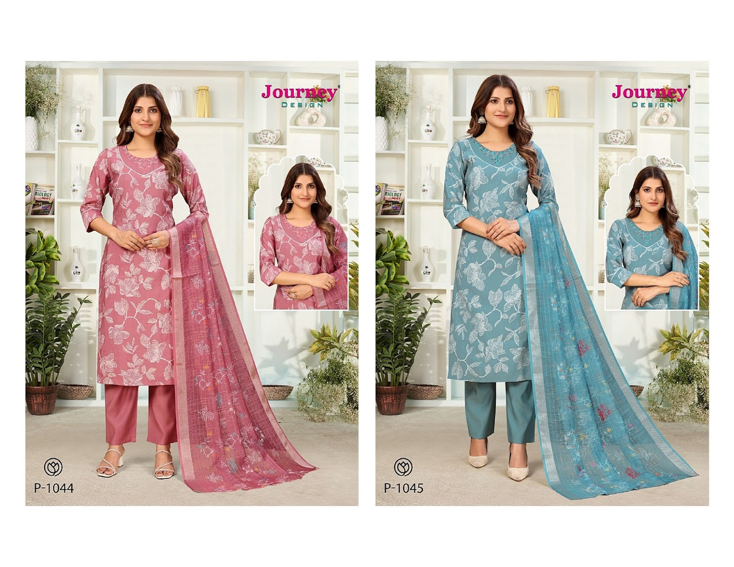P 1044-1045 Journey Design Vetican Readymade Pant Style Suits Wholesale Price