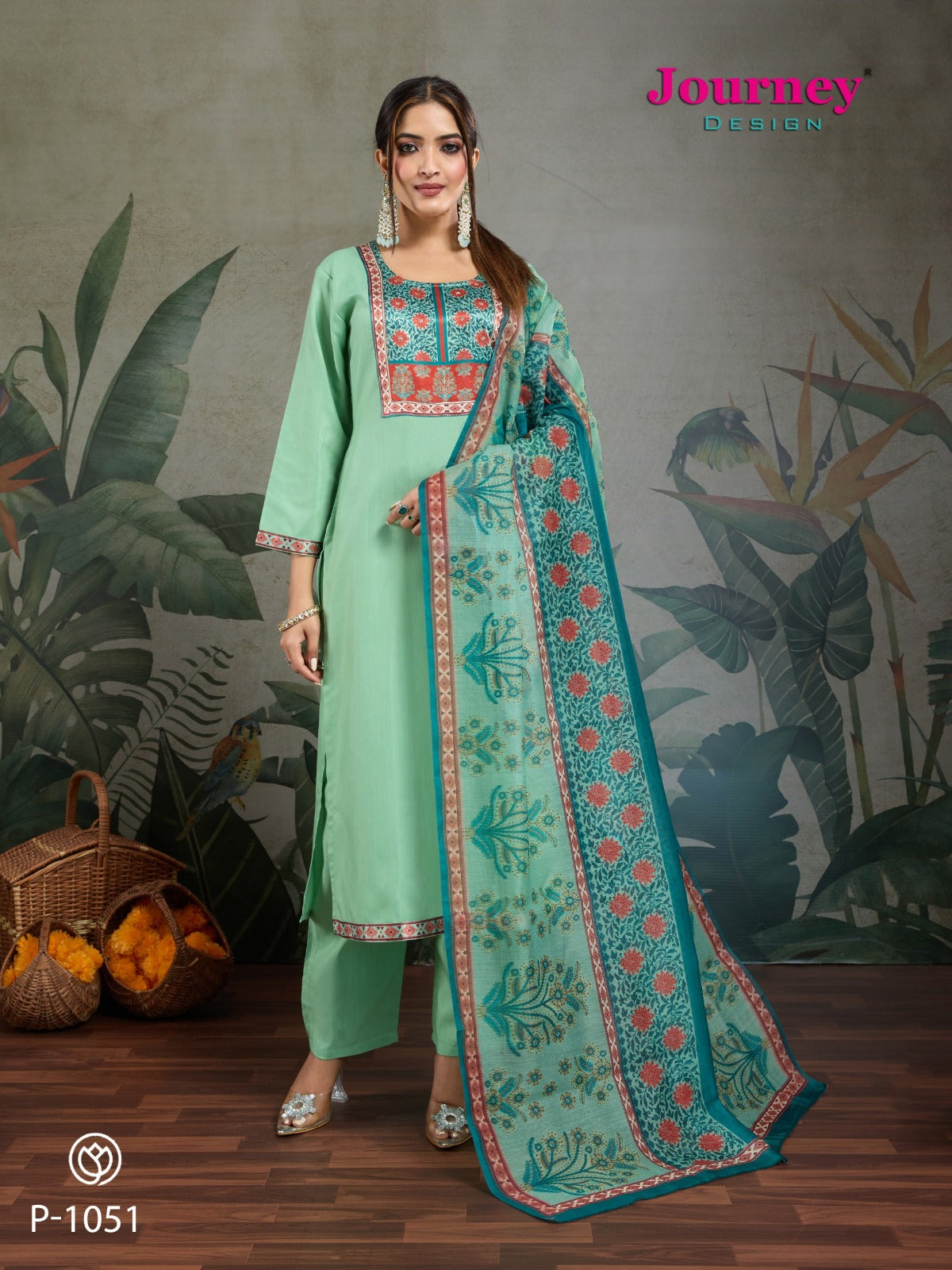 P 1050-1057 Journey Design Reyon Readymade Pant Style Suits Manufacturer India