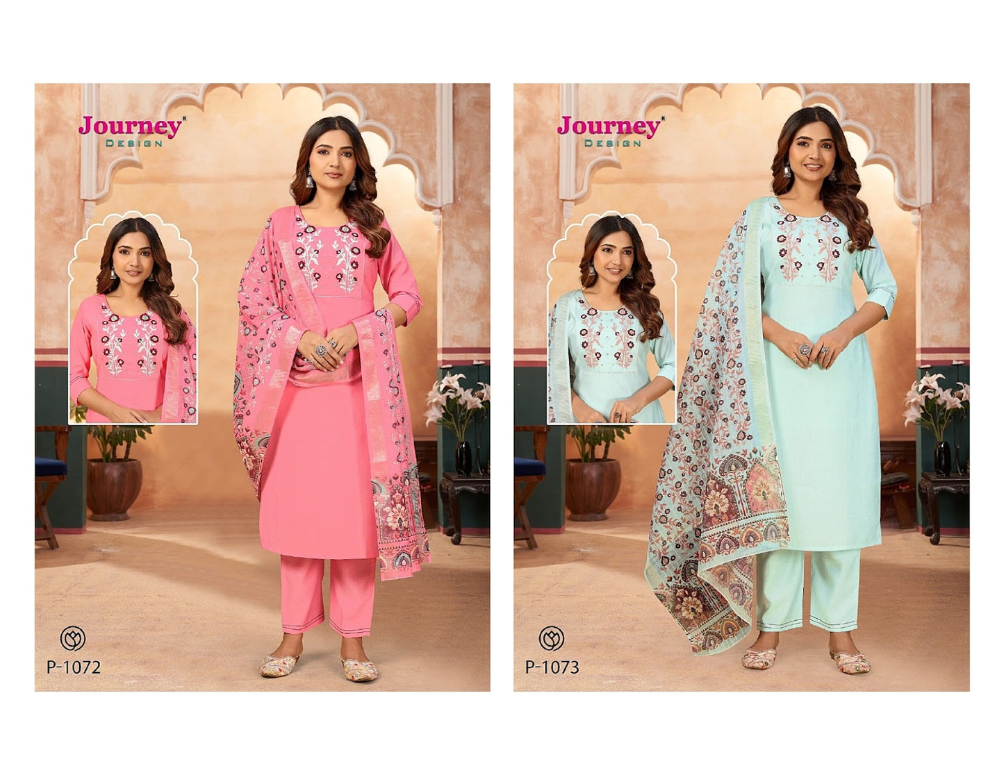 P 1072-1073 Journey Design Readymade Pant Style Suits Wholesaler