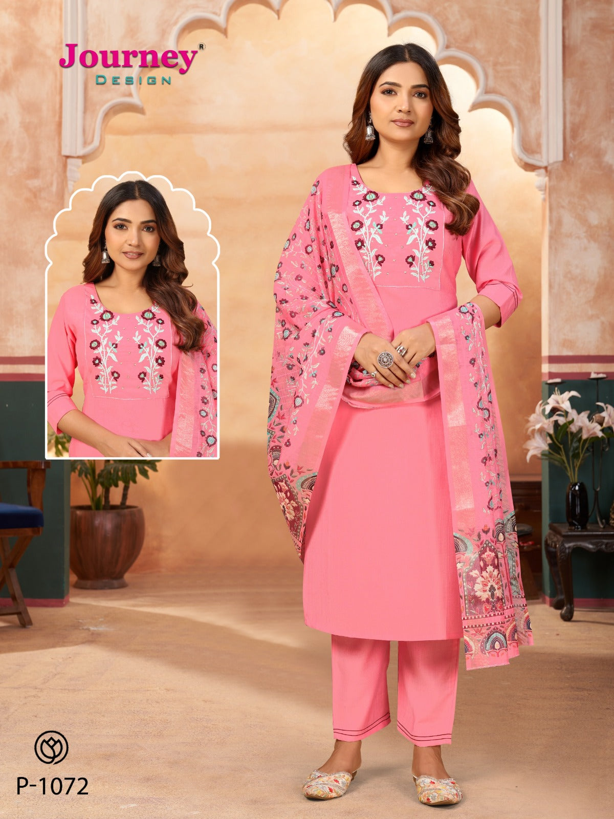 P 1072-1073 Journey Design Readymade Pant Style Suits Wholesaler