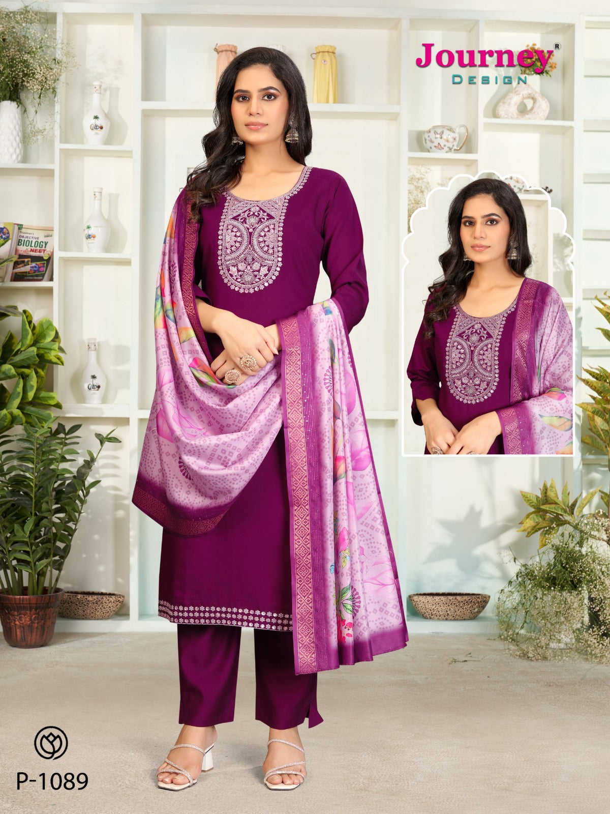 P 1088-1089 Journey Design Silk Readymade Pant Style Suits Manufacturer India