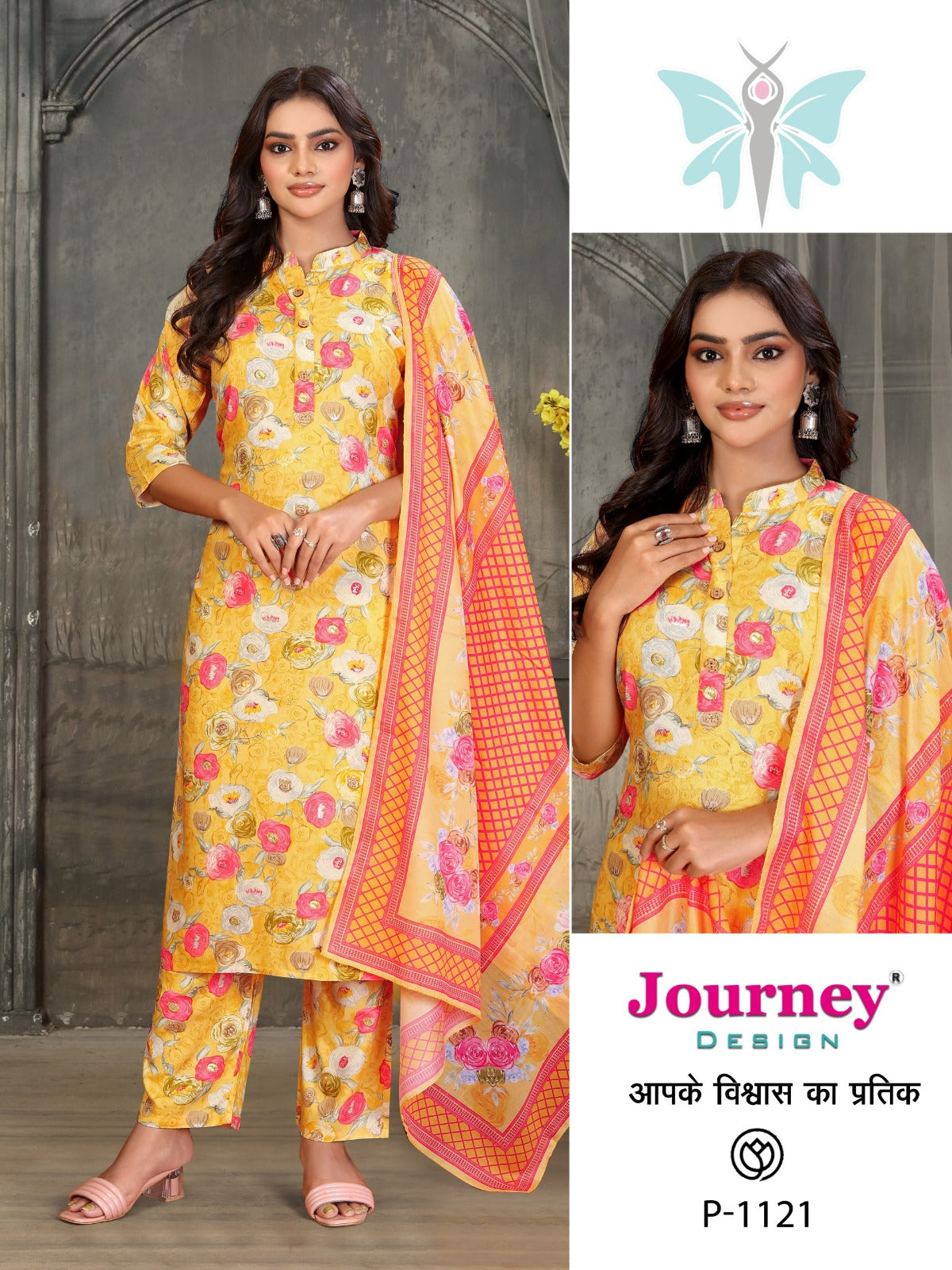 P 1120-1121 Journey Design Reyon Readymade Pant Style Suits Manufacturer India