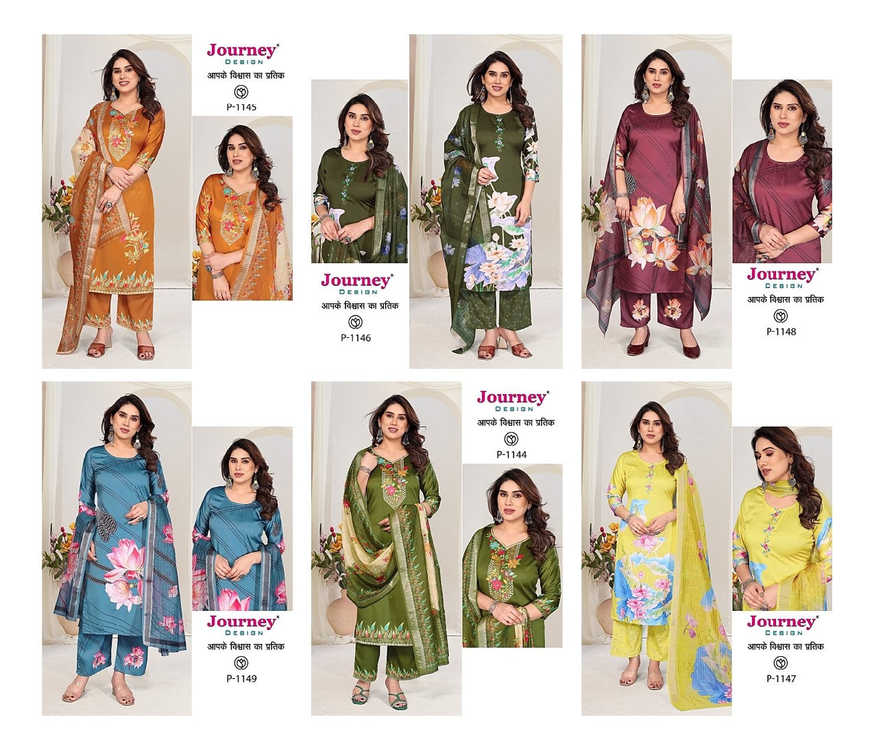 P 1144-1149 Journey Design Jam Readymade Pant Style Suits Supplier Gujarat
