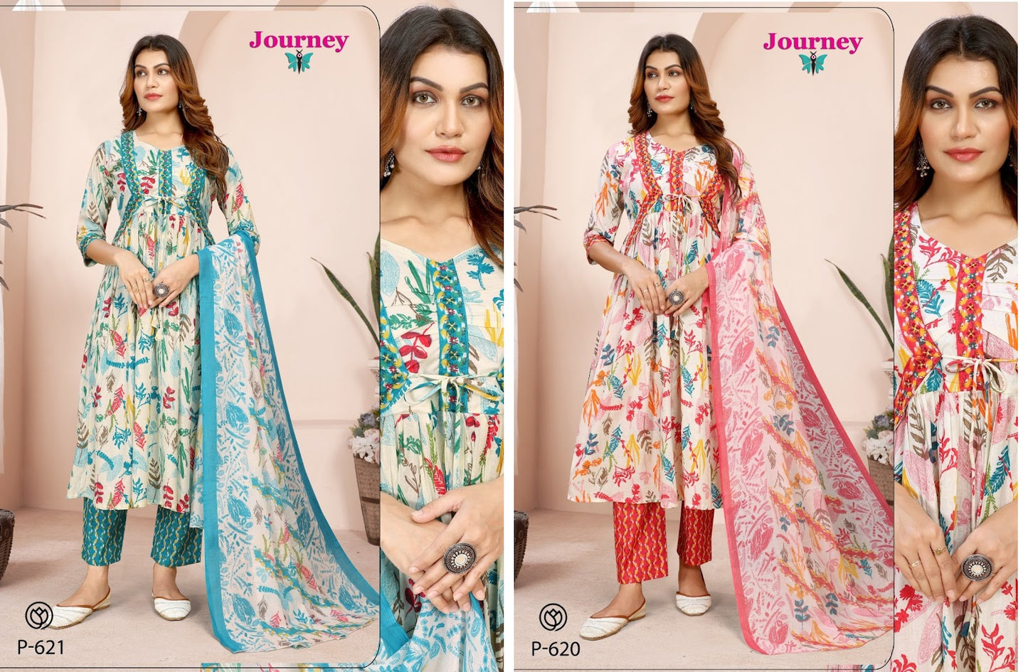 P 620-621 Journey Design Cambric Readymade Pant Style Suits Supplier Gujarat