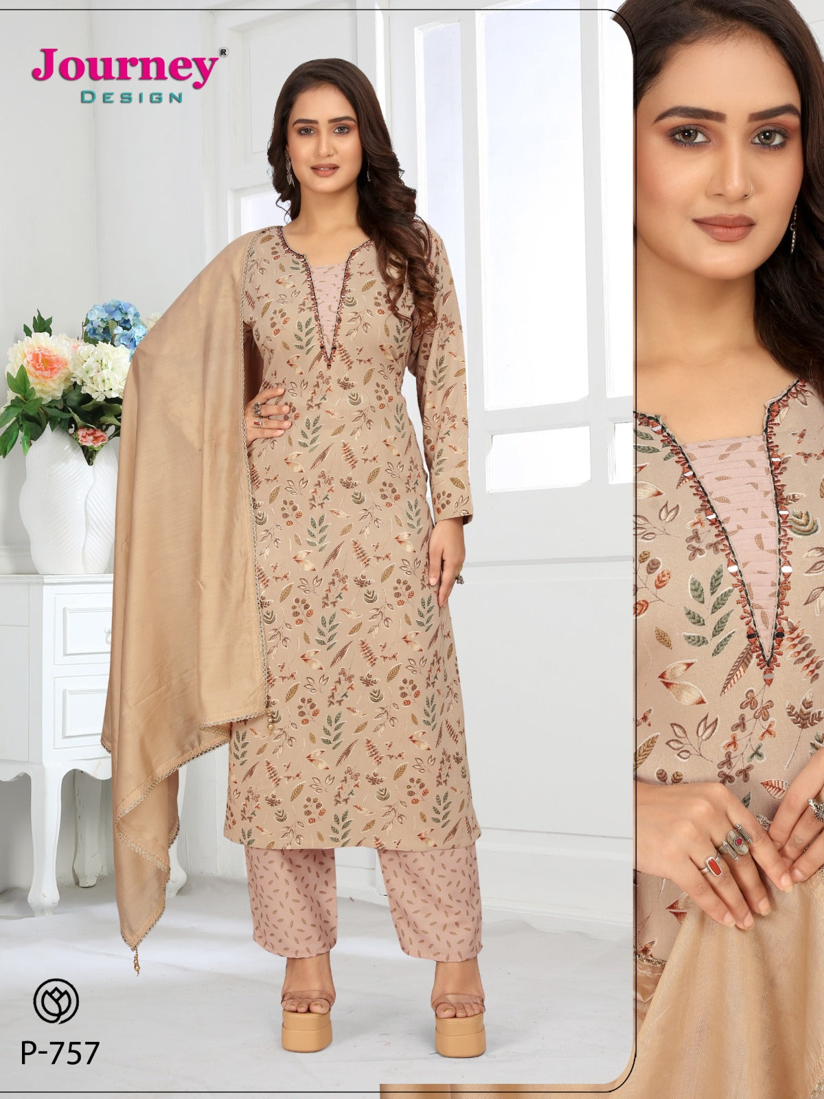 P 757-758 Journey Design Reyon Readymade Pant Style Suits Wholesale Rate