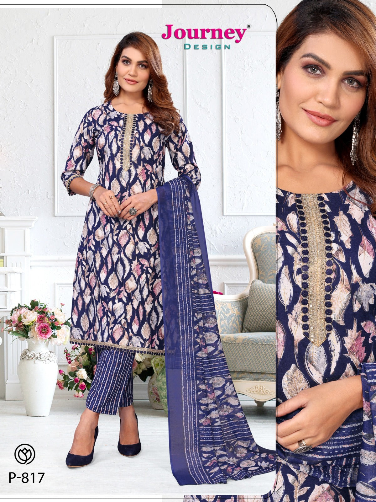 P 816 817 Journey Design Tesla Readymade Pant Style Suits Exporter Ahmedabad