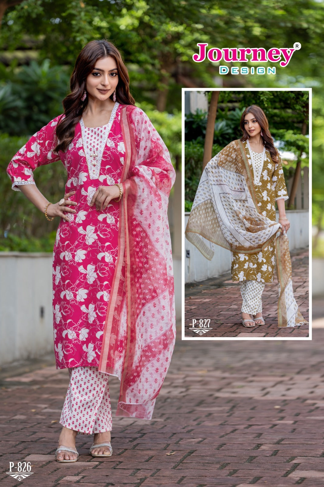 P 826-827 Journey Design Tesla Silk Readymade Pant Style Suits Wholesale Rate