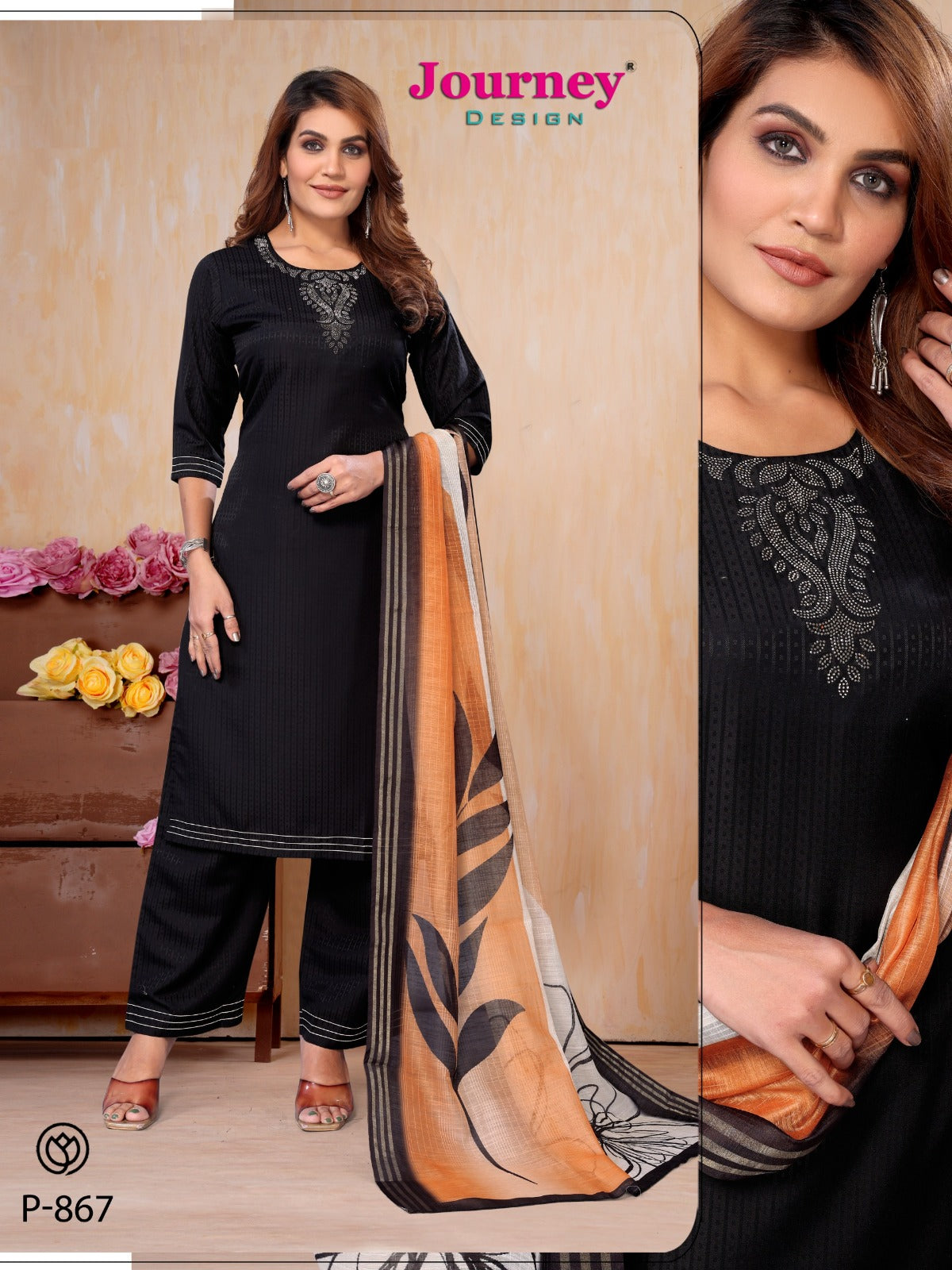 P 866-867 Journey Design Dobby Readymade Plazzo Style Suits Supplier Ahmedabad