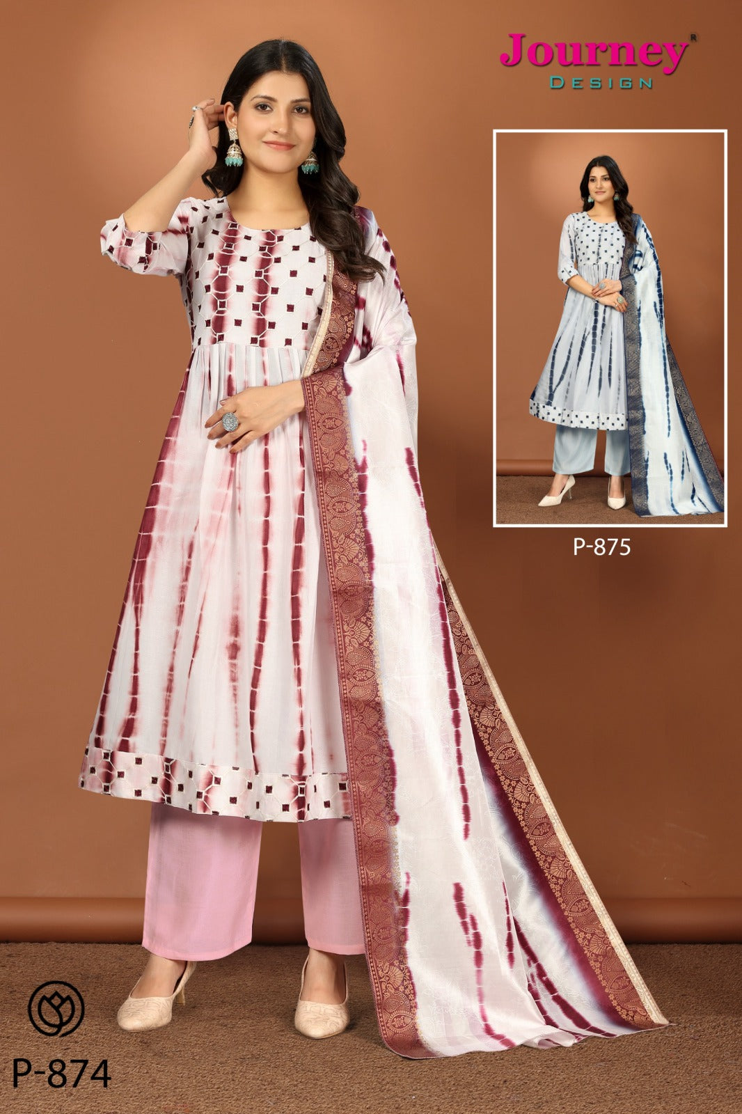 P 874-875 Journey Design Vichitra Readymade Anarkali Suits Wholesaler