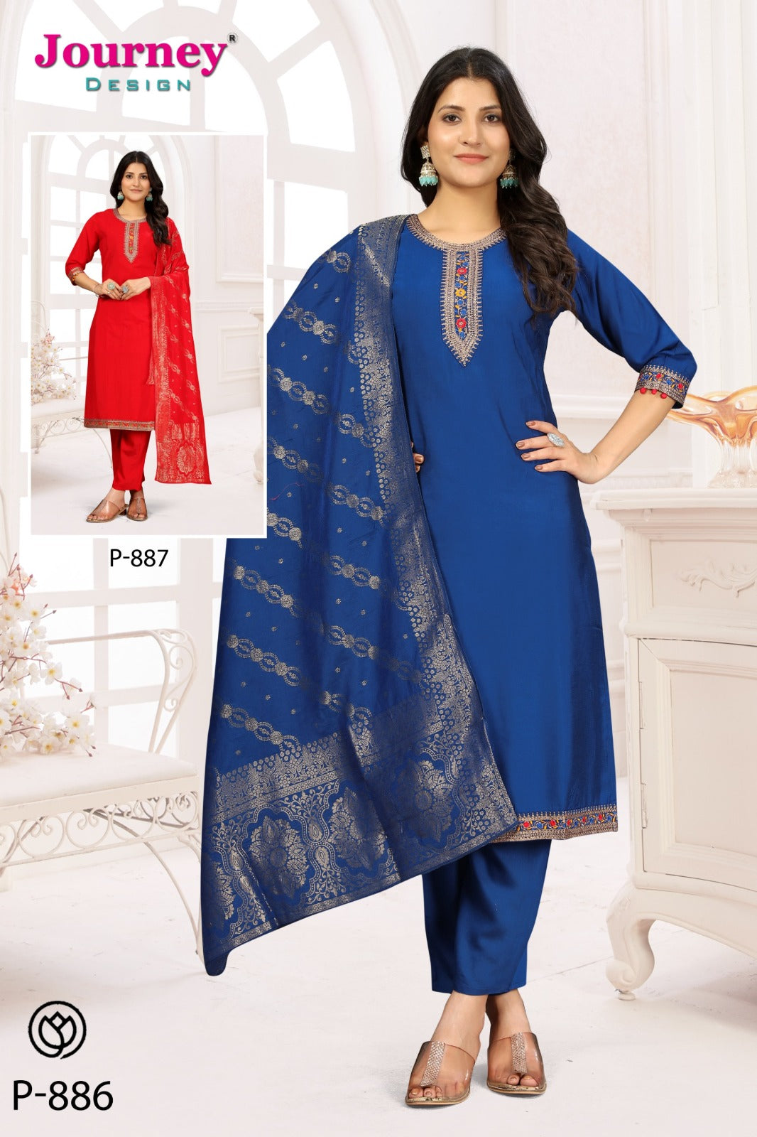 P 886-887 Journey Design Modal Readymade Pant Style Suits Wholesale Price