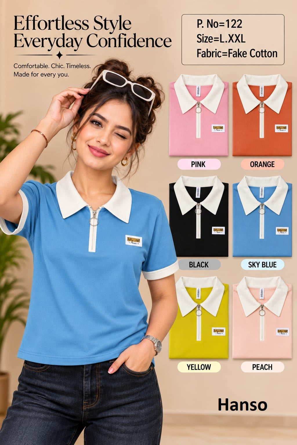 P No 122 Hanso Cotton Women Tshirt Wholesale