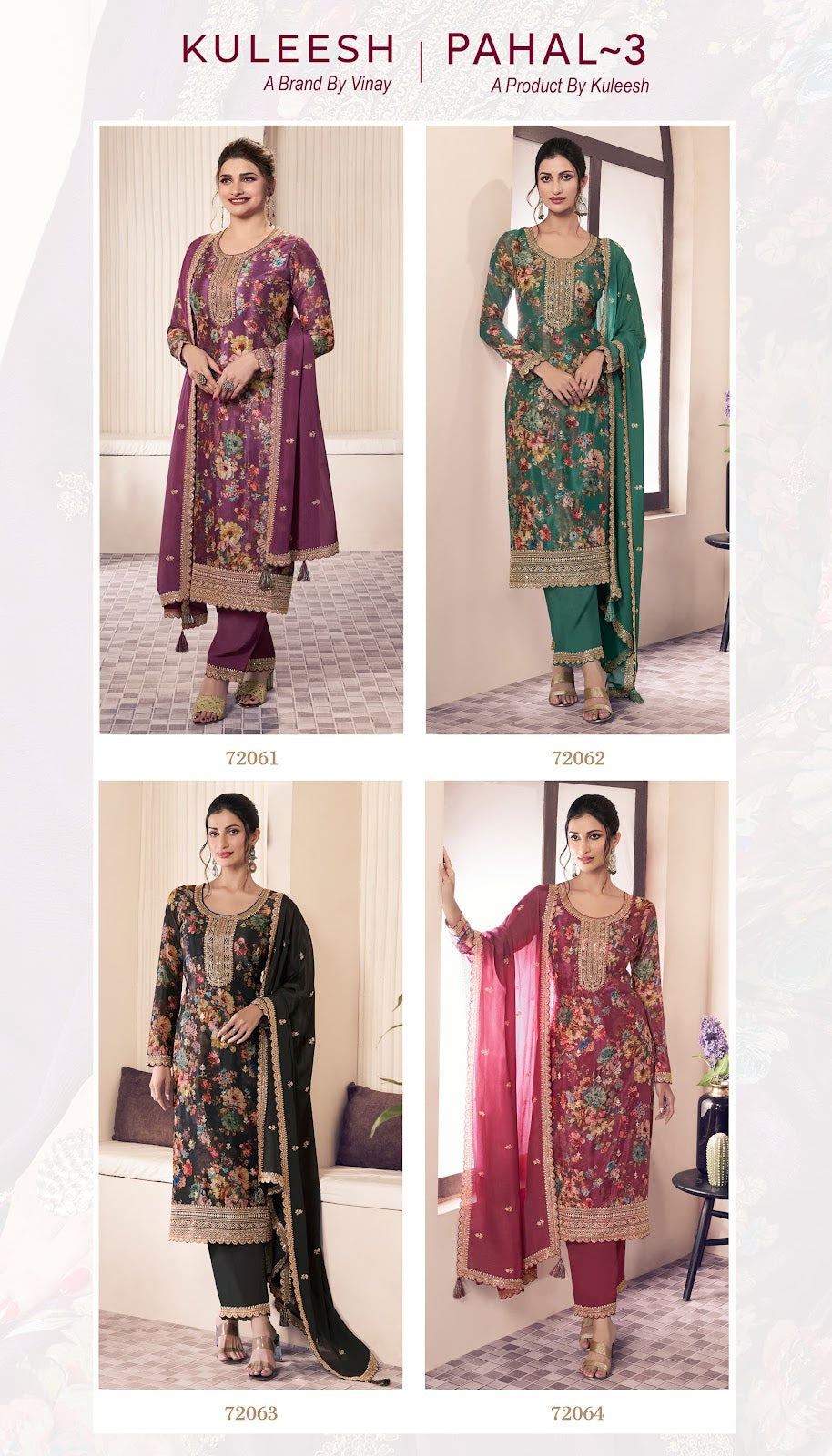 Pahal 3 Kuleesh Vinay Fashion Llp Chinon Pant Style Suits Supplier India