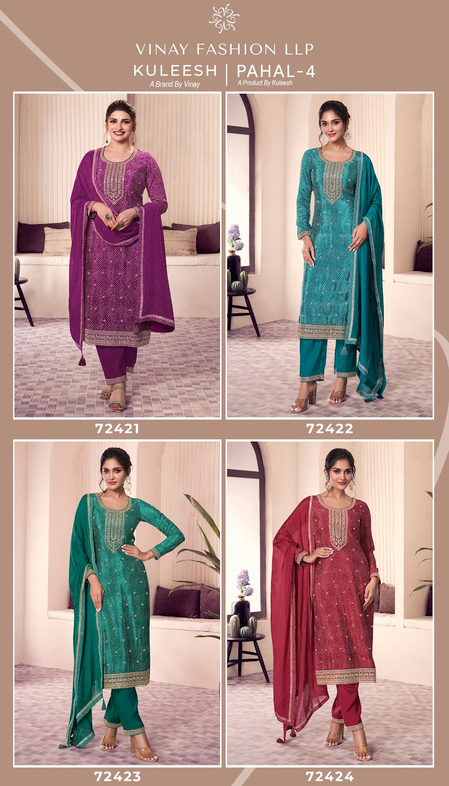 Pahal 4 Kuleesh Vinay Fashion Llp Chinon Pant Style Suits Exporter Ahmedabad