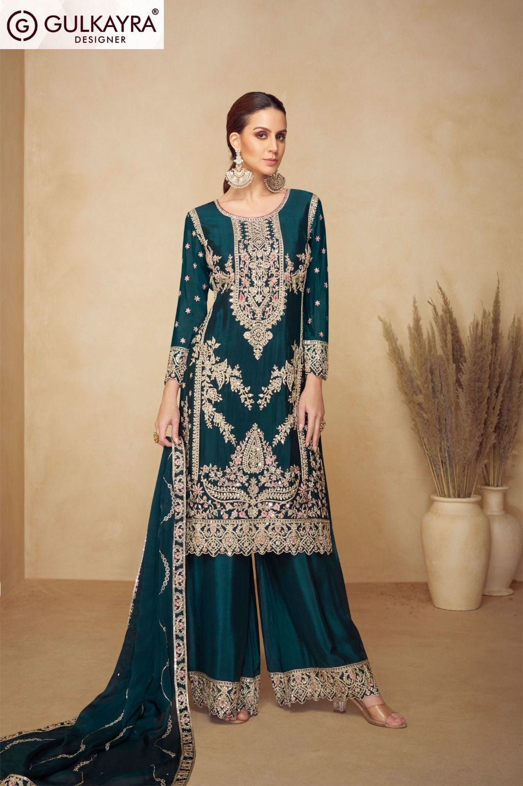 Pahal Gulkayra Designer Chinon Readymade Plazzo Style Suits Manufacturer India