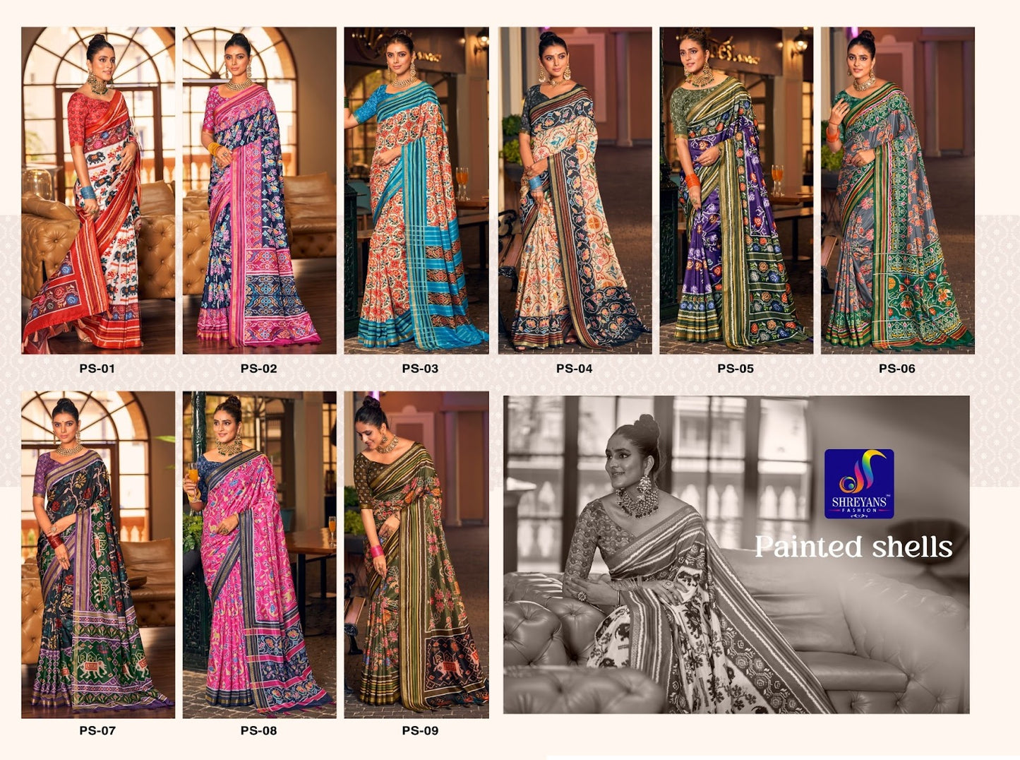 Painted Shells Shreyans Soft Sarees Supplier