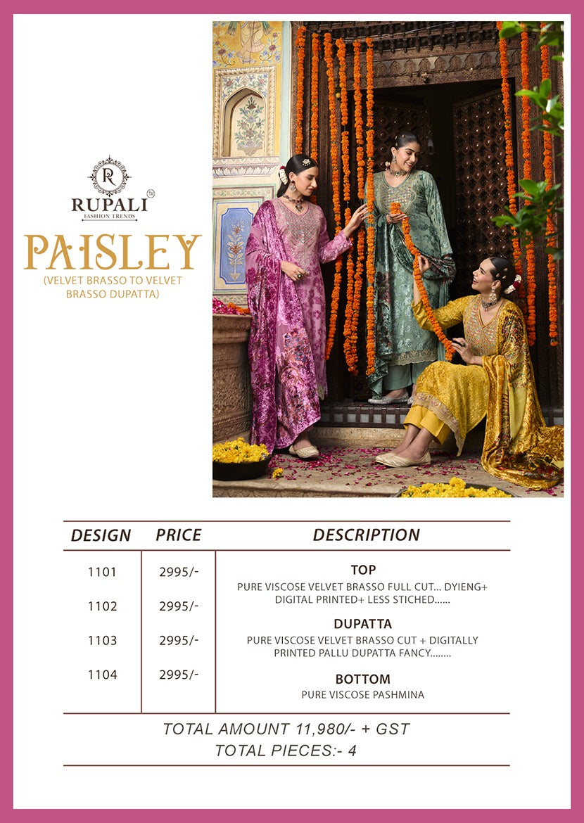 Paisley Rupali Velvet Suits Manufacturer