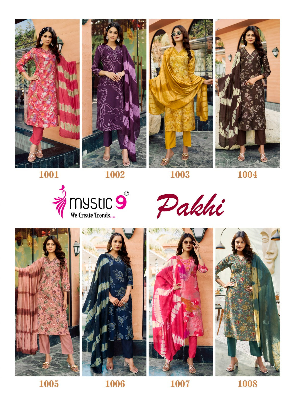Pakhi Vol 1 Mystic 9 Vertical Readymade Pant Style Suits Manufacturer Gujarat