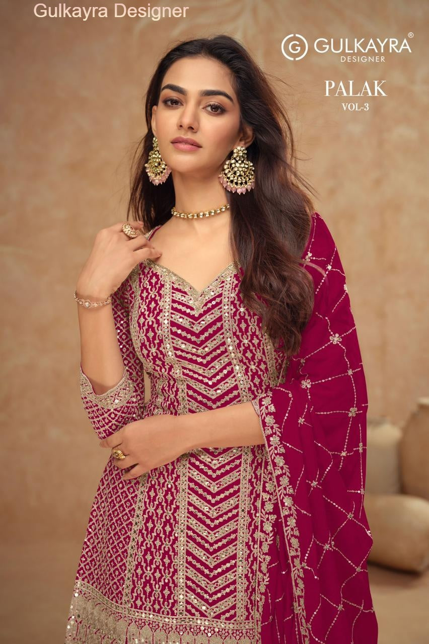 Palak Vol 3 Gulkayra Designer Chinon Readymade Suits Wholesale Price