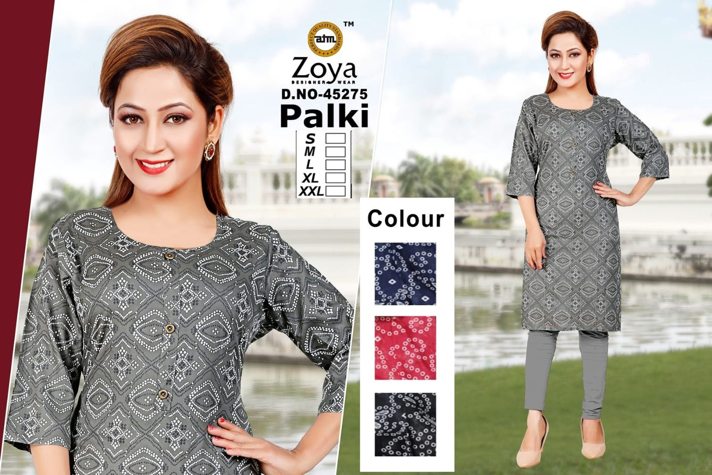 Palki Zoya Rayon Knee Length Kurtis Wholesale Price
