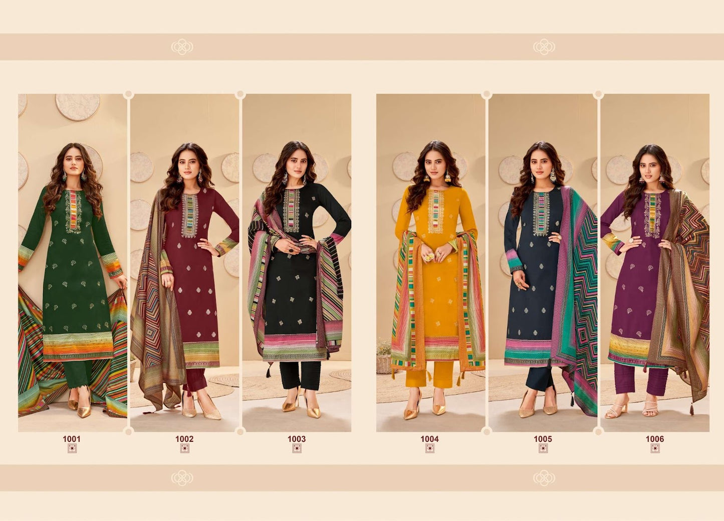 Pallavi Vol 1 Suryajyoti Jaam Satin Pant Style Suits Exporter Ahmedabad