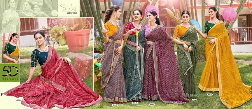 Panchi 5D Designer Nilgiri Chiffon Sarees Wholesale Price