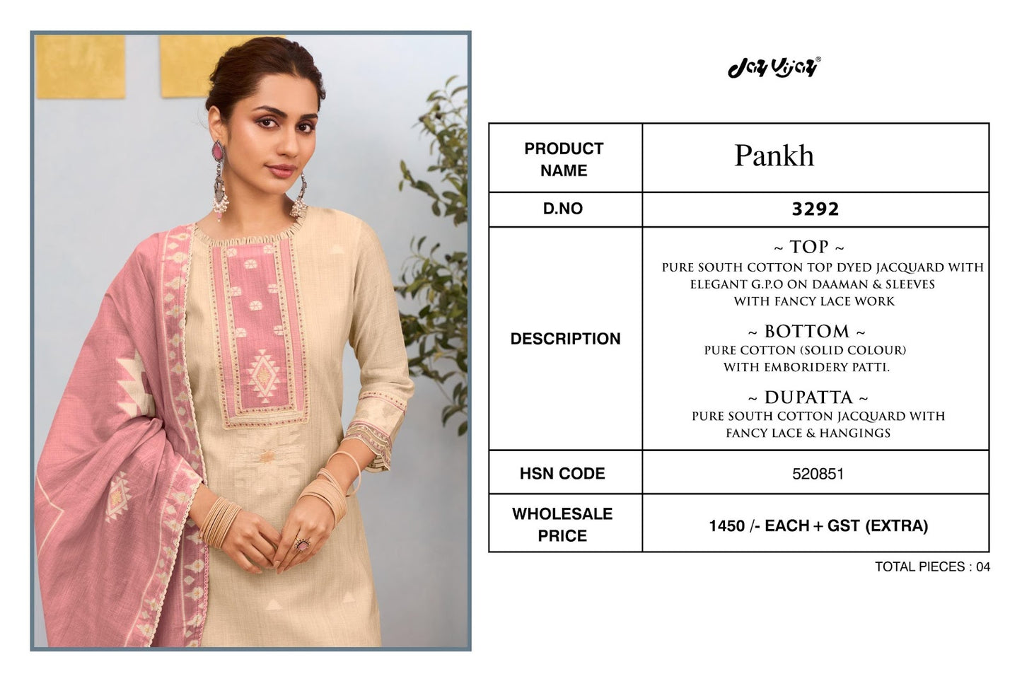 Pankh 3292 Jay Vijay Cotton Pant Style Suits Supplier Ahmedabad