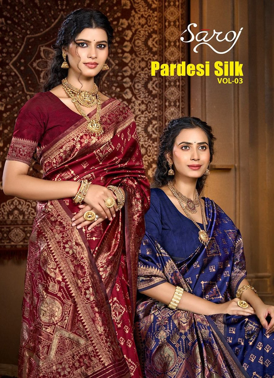 Pardesi Silk Vol 3 Saroj Soft Silk Sarees Exporter Ahmedabad