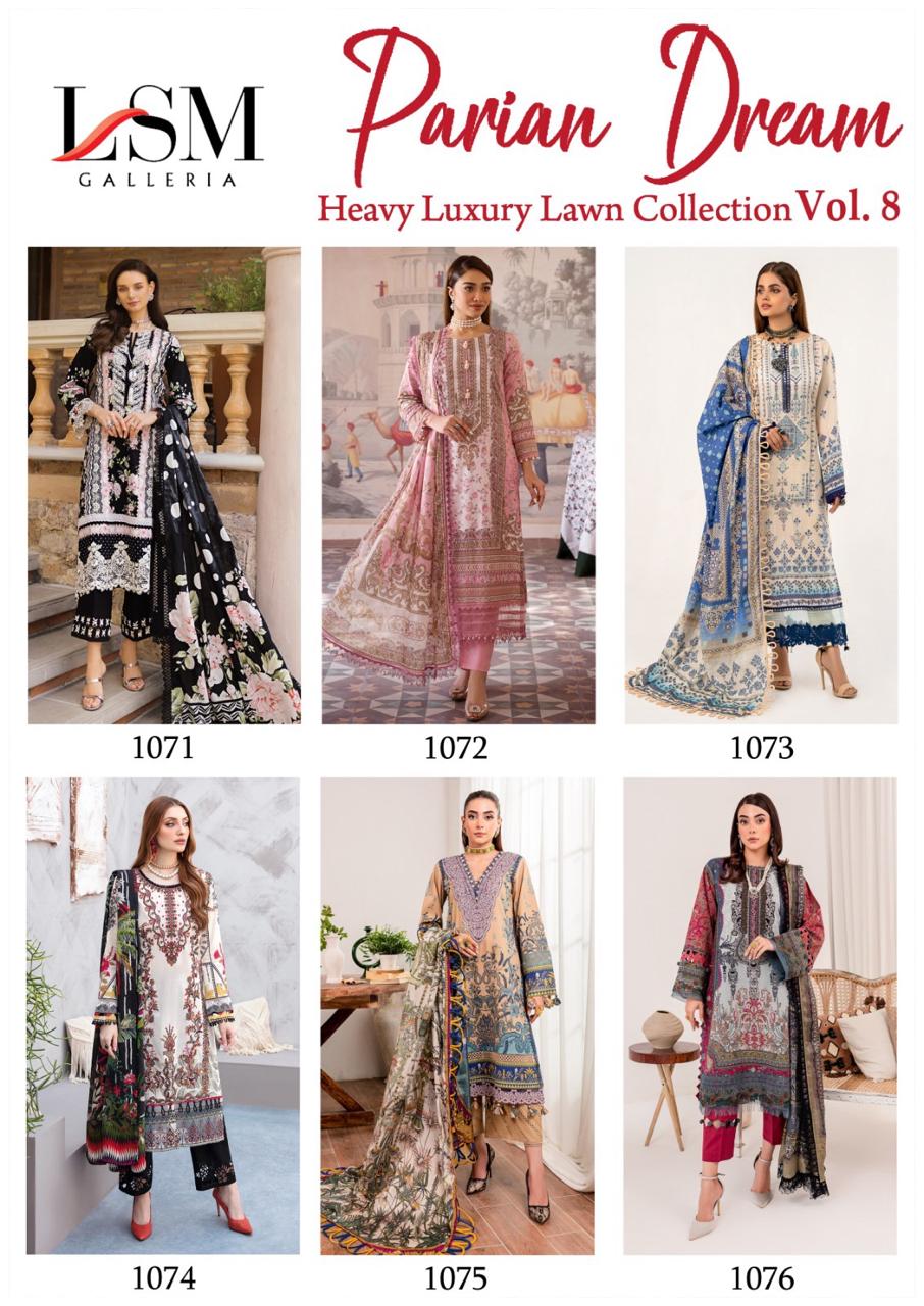 Parian Dream Heavy Luxury Lawn Collection Vol 8 Lsm Galleria Pakistani Readymade Suits Exporter