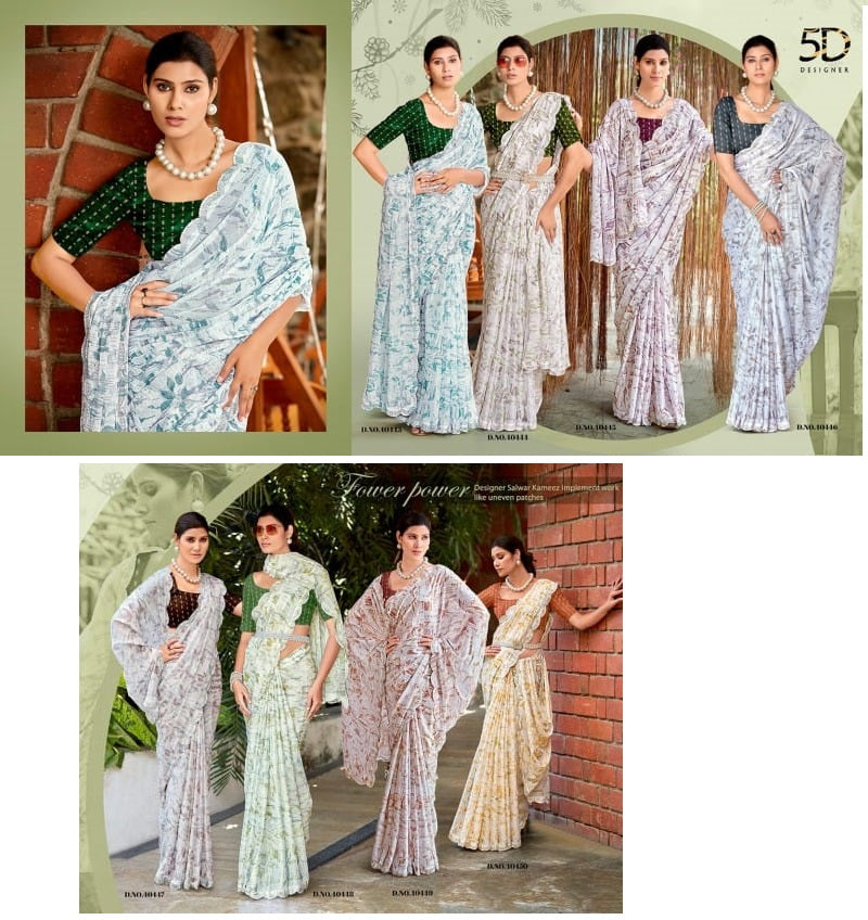 Paridhi 5 5D Designer Chiffon Sarees Supplier Gujarat