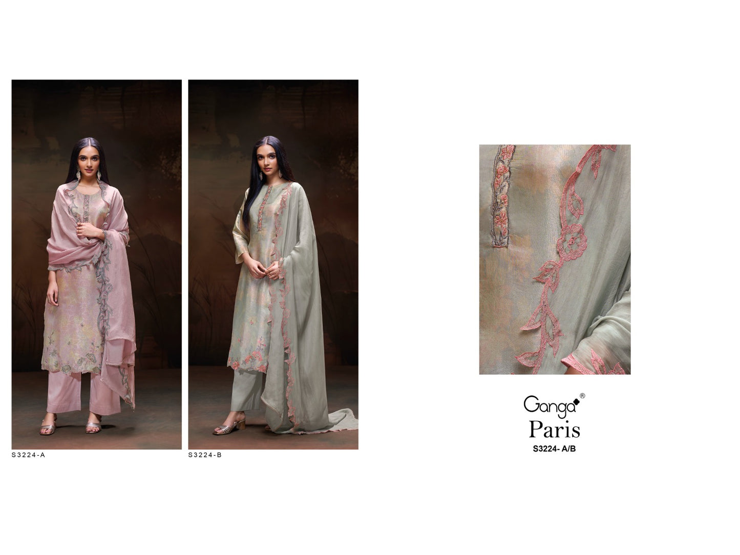 Paris 3224 Ganga Pure Bemberg Plazzo Style Suits Exporter Ahmedabad
