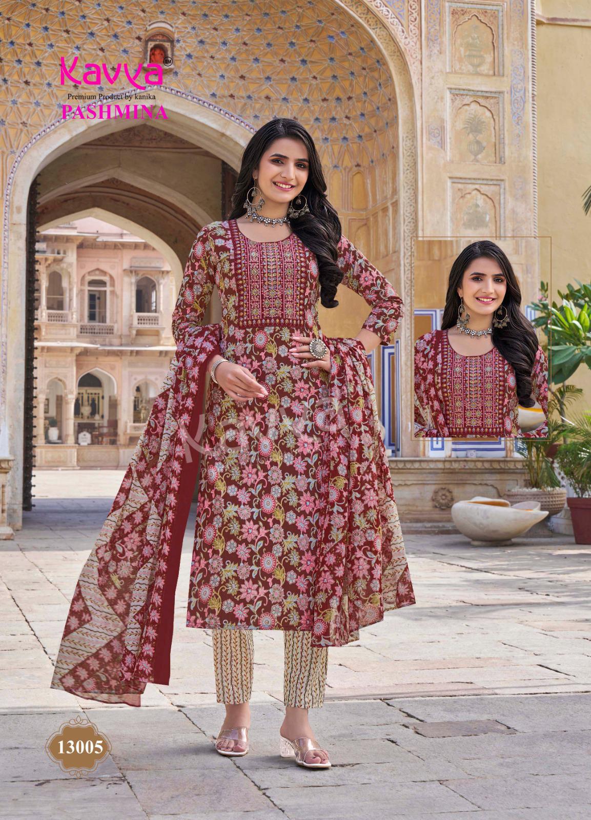 Pashmina Vol 13 Kavya Cotton Readymade Pant Style Suits Manufacturer Ahmedabad