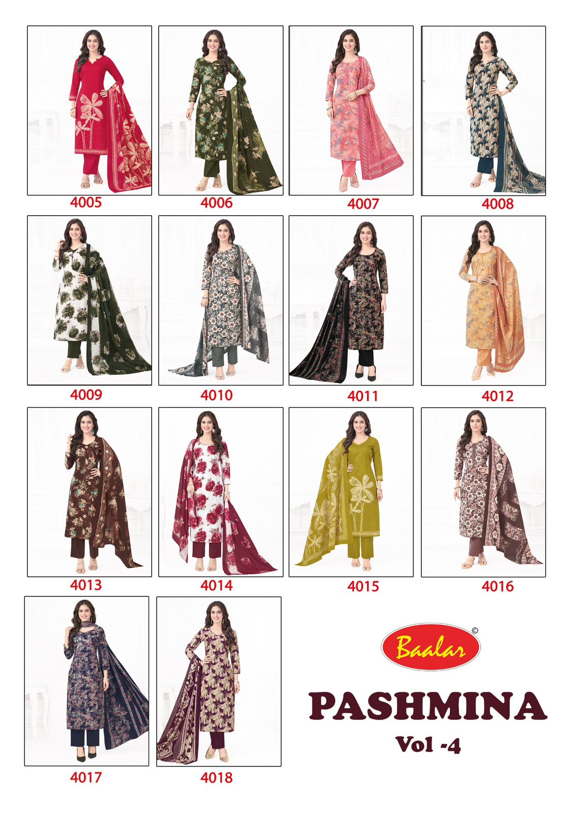 Pashmina Vol 4 Baalar Lawn Cotton Pant Style Suits Exporter India