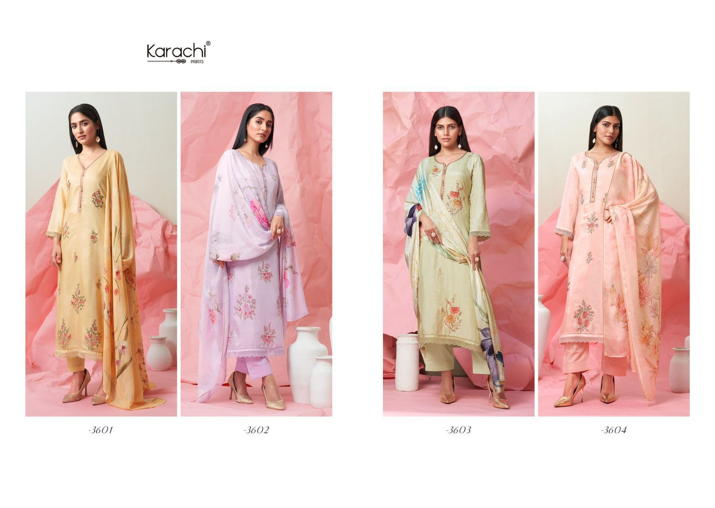 Pastel Love Karachi Prints Muslin Pant Style Suits Manufacturer Gujarat