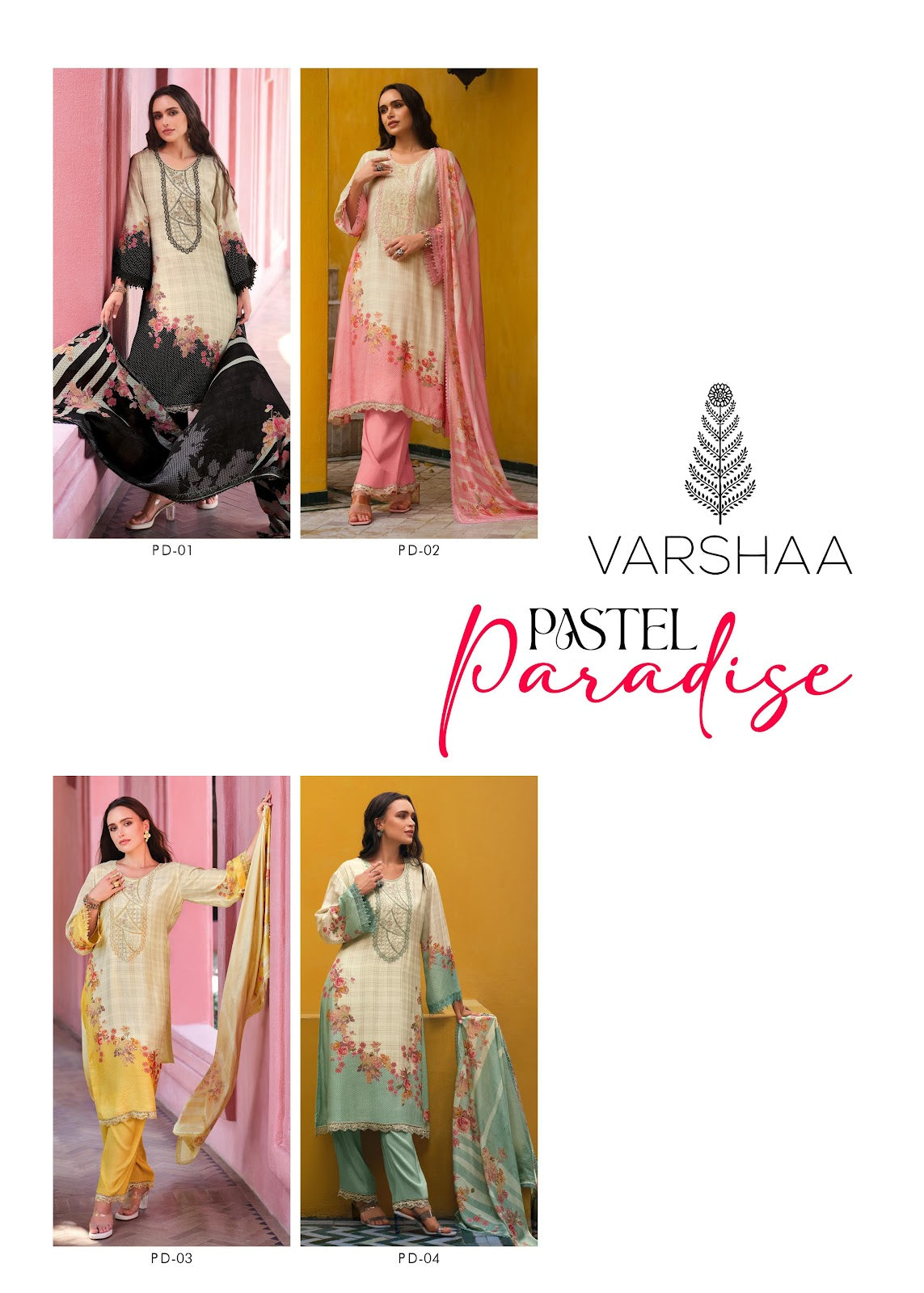 Pastel Paradise Varsha Fashions Viscose Muslin Pant Style Suits Wholesaler