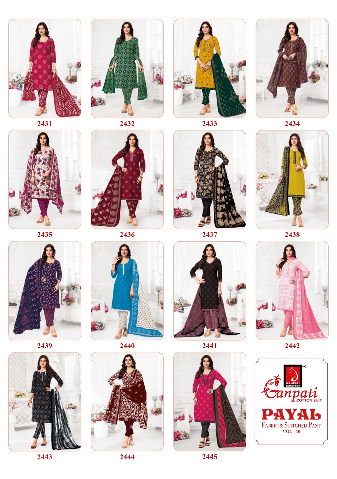 Payal Pant Vol 10 Ganpati Cotton Readymade Suits Wholesaler India
