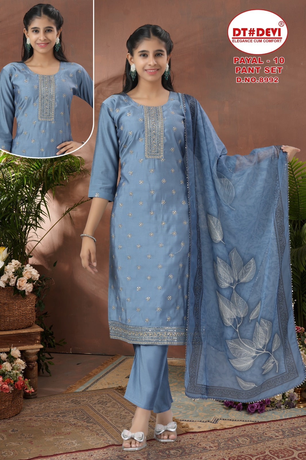 Payal Vol 10 Dn 8992 Dt Devi Roman Girls Readymade Pant Suits Manufacturer Gujarat