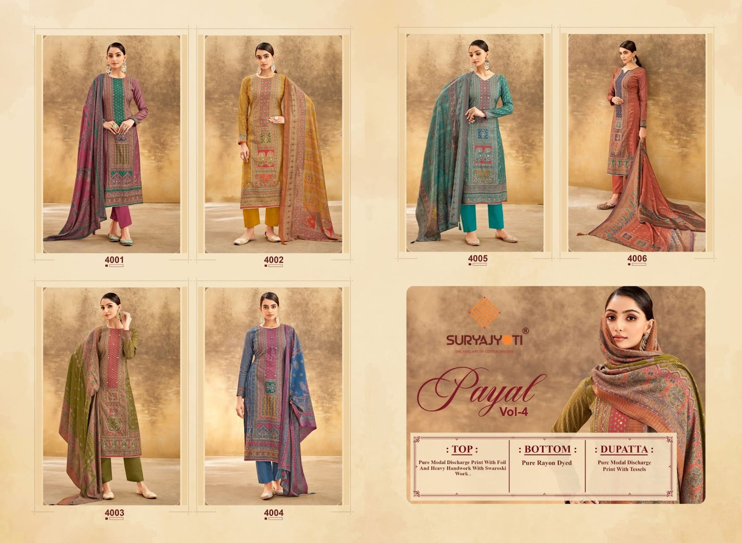 Payal Vol 4 Suryajyoti Modal Pant Style Suits Wholesaler