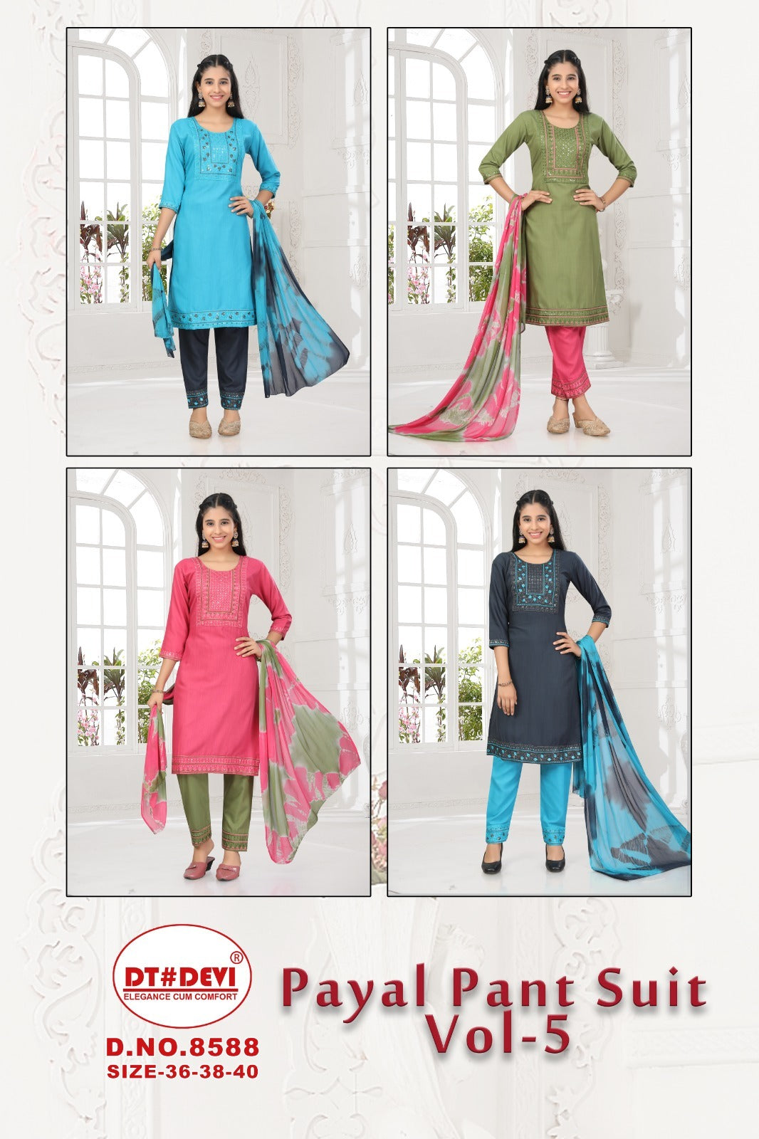 Payal Vol 5 8588 Dt Devi Rayon Readymade Pant Style Suits Supplier Ahmedabad