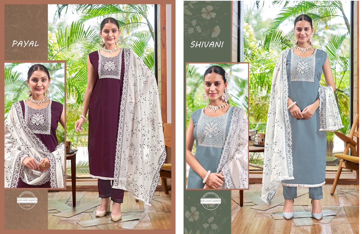 Payla-Shivani Mittoo Roman Silk Readymade Pant Style Suits Exporter India