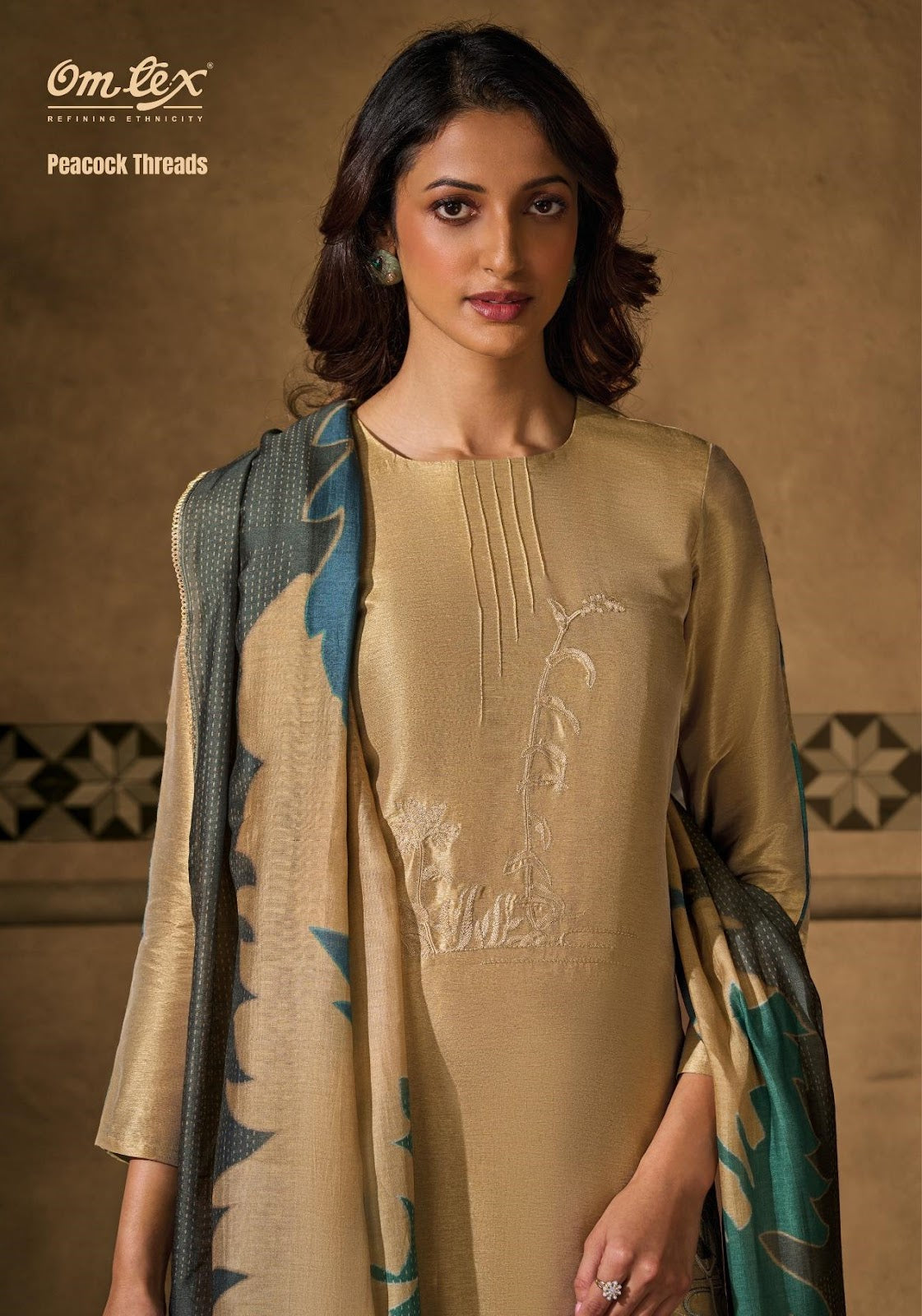 Peacock Threads Omtex Silk Pant Style Suits Supplier India
