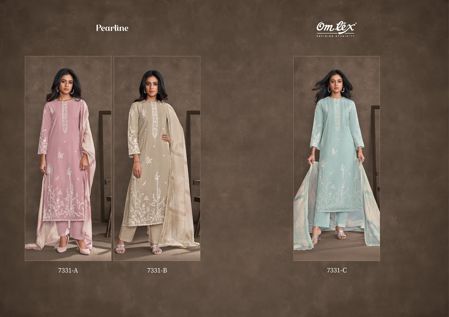 Pearline Omtex Lawn Cotton Pant Style Suits Manufacturer Gujarat