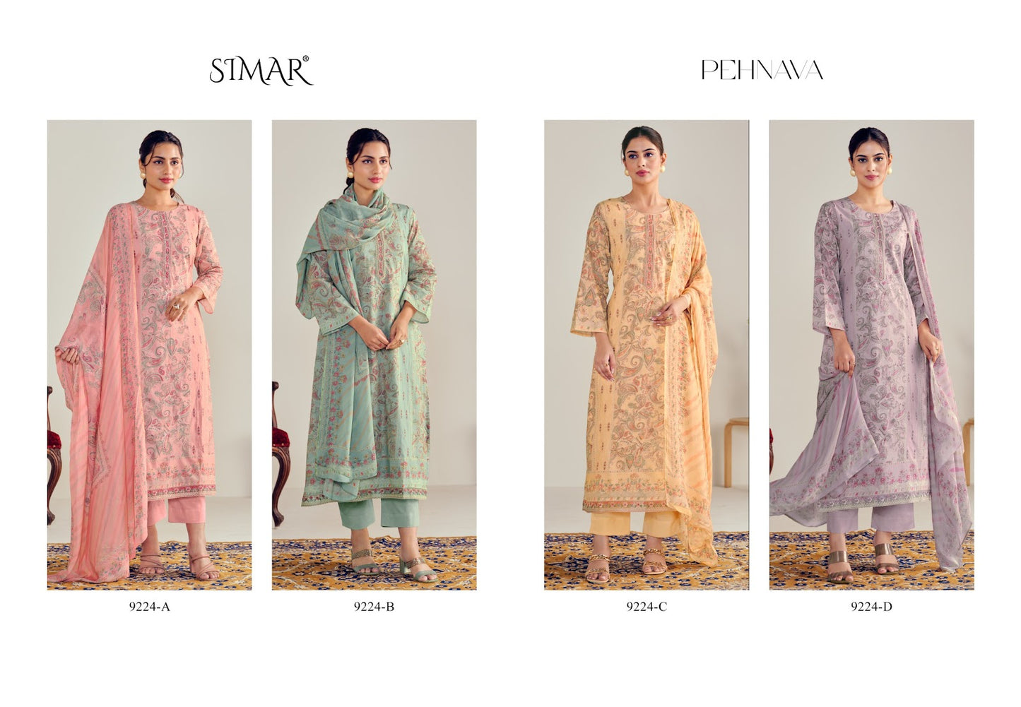 Pehnava Simar Pure Lawn Plazzo Style Suits Wholesaler Gujarat