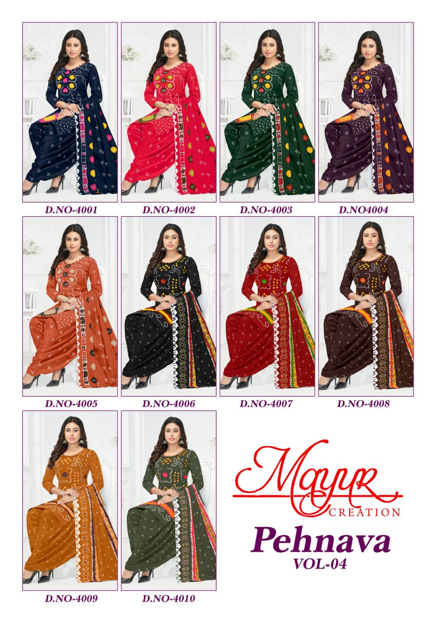 Pehnava Vol 4 Mayur Creation Cotton Dress Material Wholesale Price