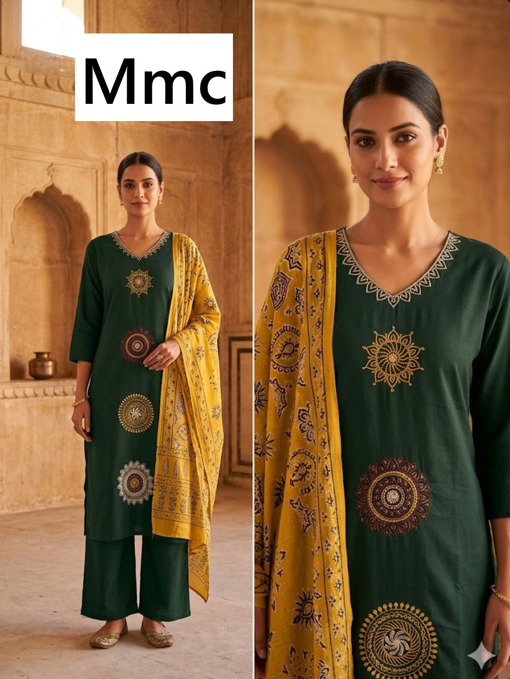 Peony Flower Mmc Dhabu Cotton Readymade Pant Style Suits Wholesale