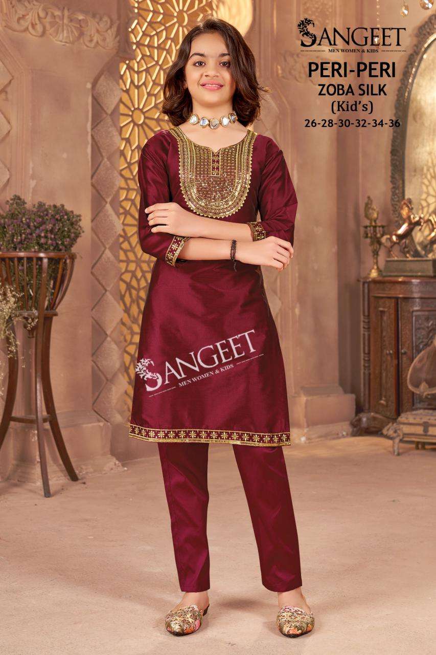 Peri Peri Sangeet Silk Girls Kurti Pant Manufacturer India